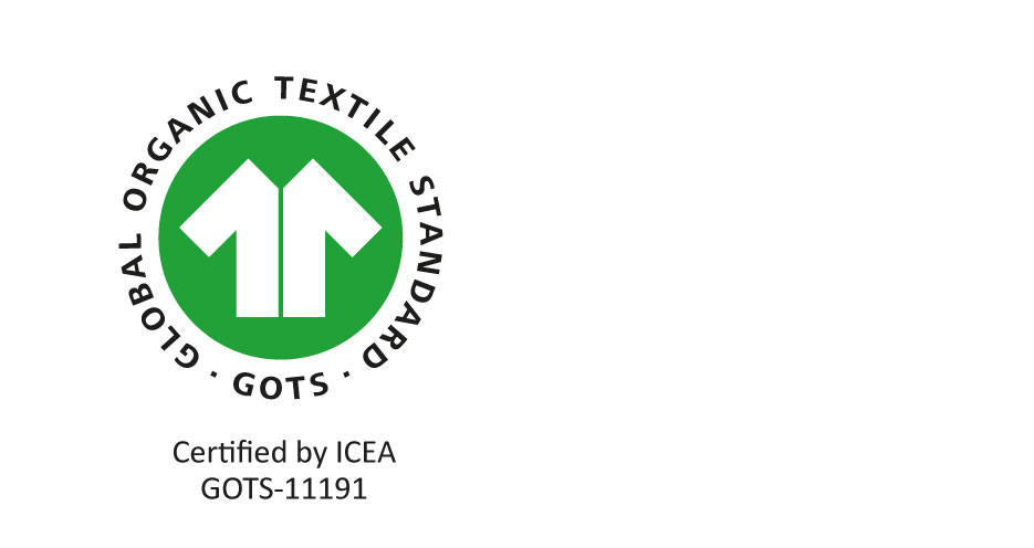 GOTS logo certification. Certified by ICEA. GOTS-11191. global Organic Textile Standard