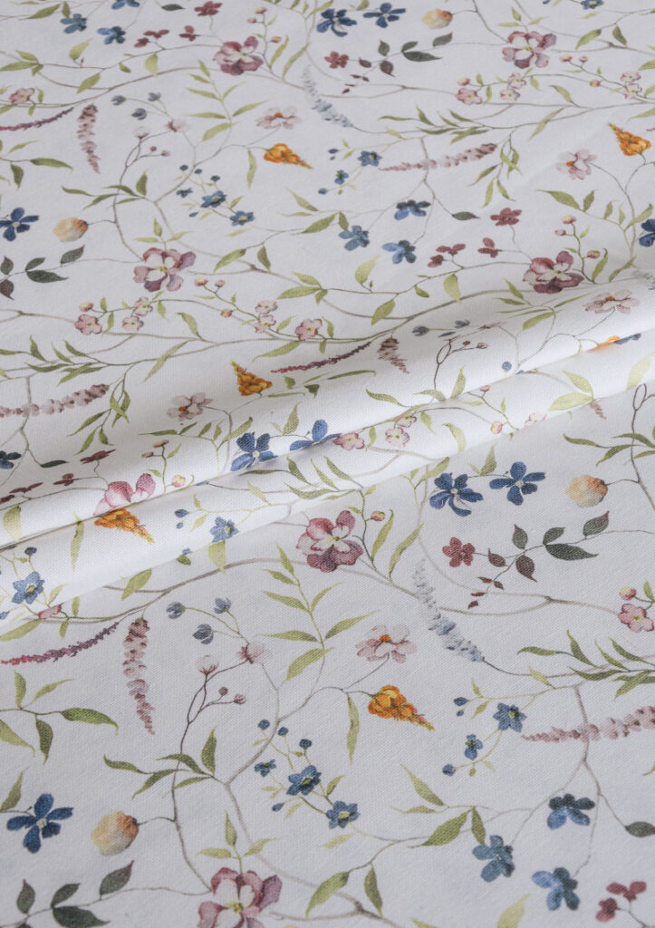 Close-up of DOAKS print from the GARDENS collection on Lagos recycled fabric