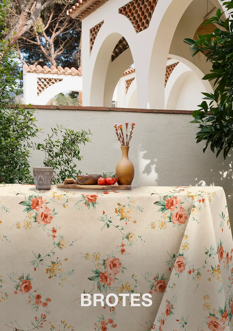 Mantel antimanchas ZREE Brotes con nombre del modelo incluido, estampado floral.