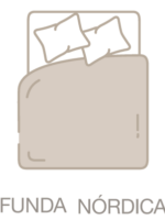 Icono cama con la funda nórdica destacada.