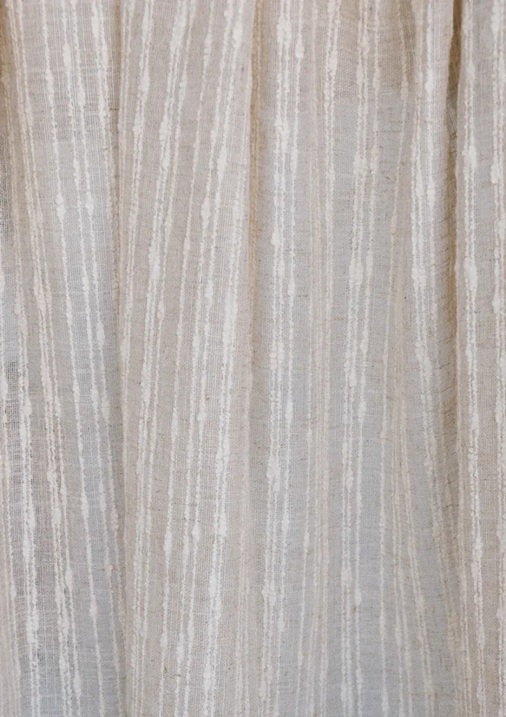 BELLUNO Collection. SALCE sheer curtain fabric. Fantasy yarn. Natural linen color