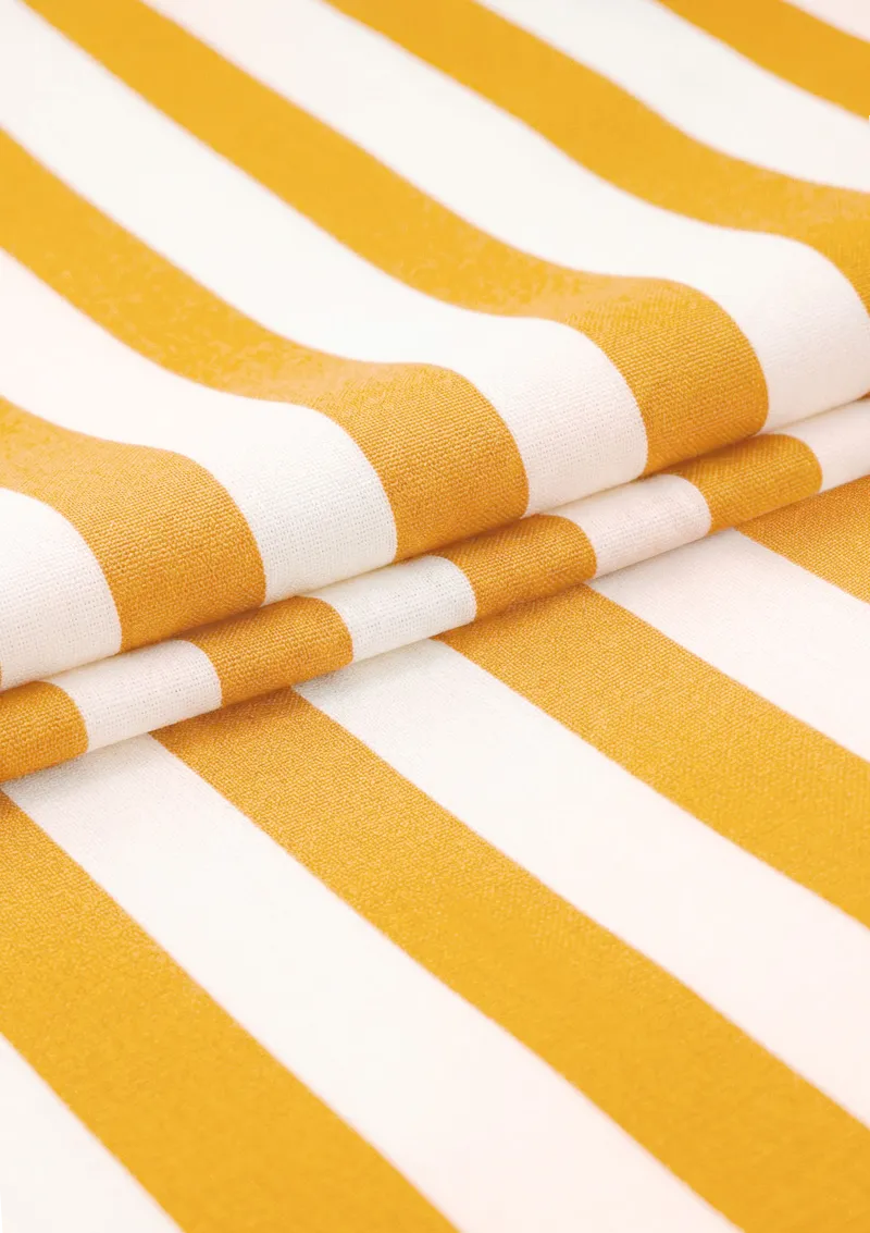 SILVESTRE fabric with ochre yellow and white stripes