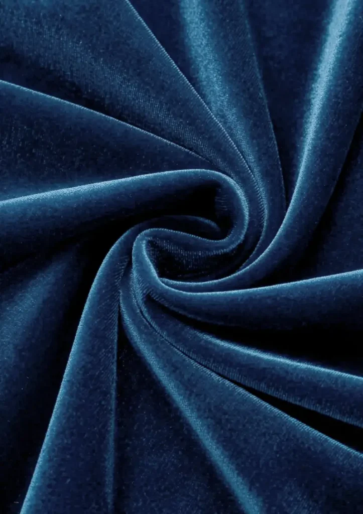 VELVET fabric, luxurious texture, elegance, forn home deco. Blue colour