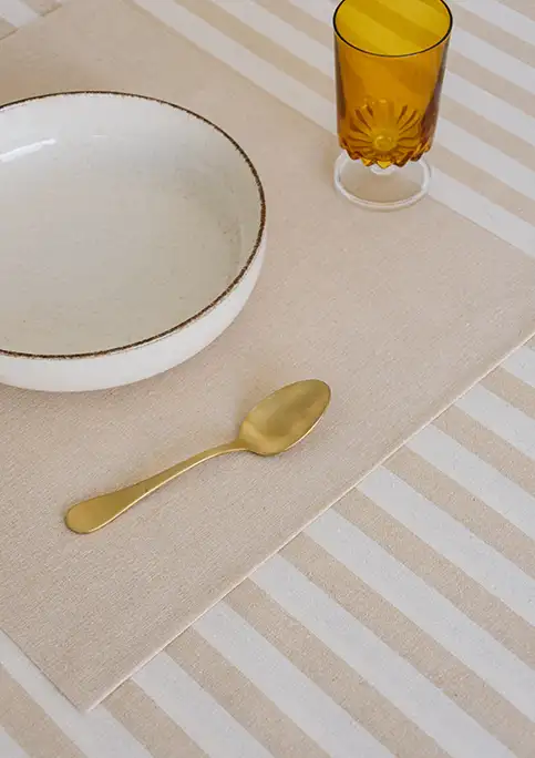 SONBOU fabric used for contemporary interior. Beige colour.