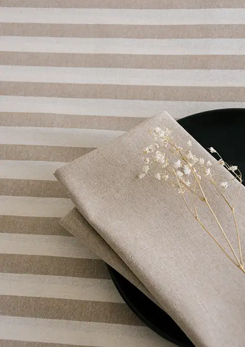 SONBOU fabric used for contemporary interior. Sand colour.